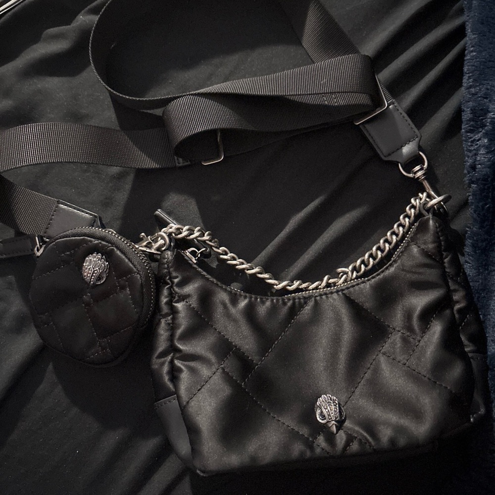 Black Quilted Shoulder Bag with Chain Detail